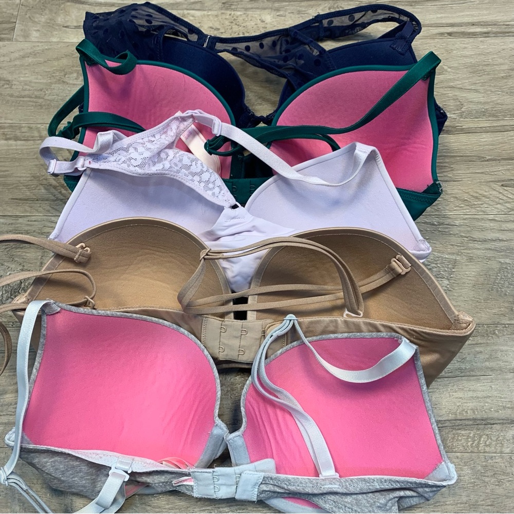 Victoria Secret PINK Bundle 5 T Shirt Variety Bras Wear Everywhere Push Up - Picture 6 of 13